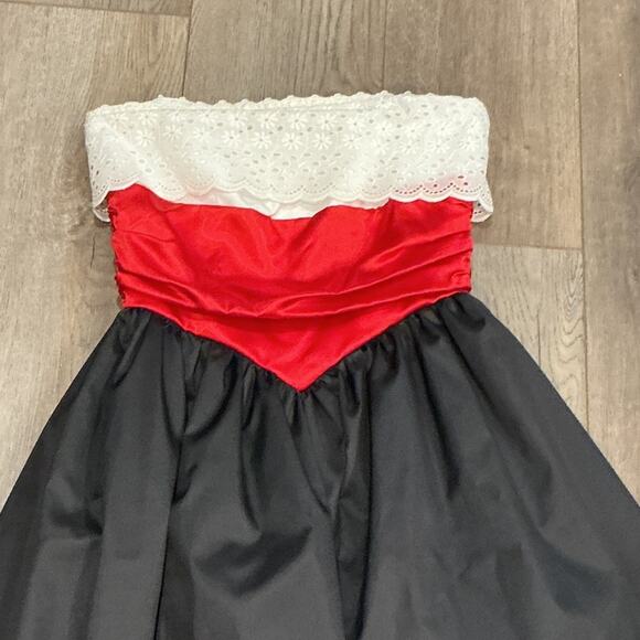 Retro Strapless Black White Eyelet Red Maxi Tulle Ball Gown Dress Size 2/Small? - Picture 2 of 9